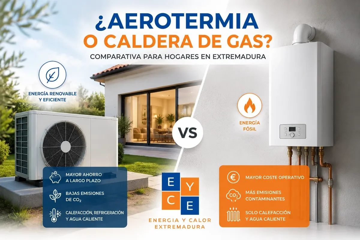 Comparativa entre aerotermia y caldera de gas para vivienda en Extremadura — Energía y Calor Extremadura