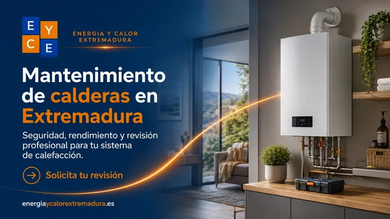 Caldera mural durante una revisión de mantenimiento